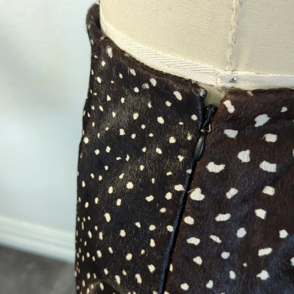 Kate Spade Leather Skirt Brown White 2 cow animal print western country mini